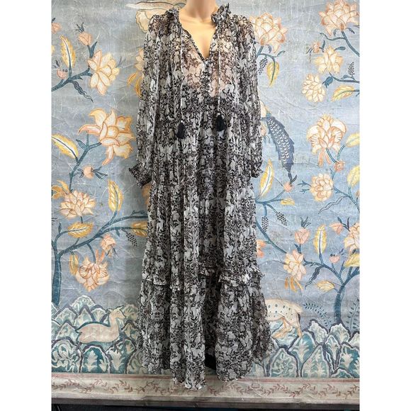 New Anthropologie The Marais Printed Chiffon Maxi Dress size Small - Picture 6 of 9